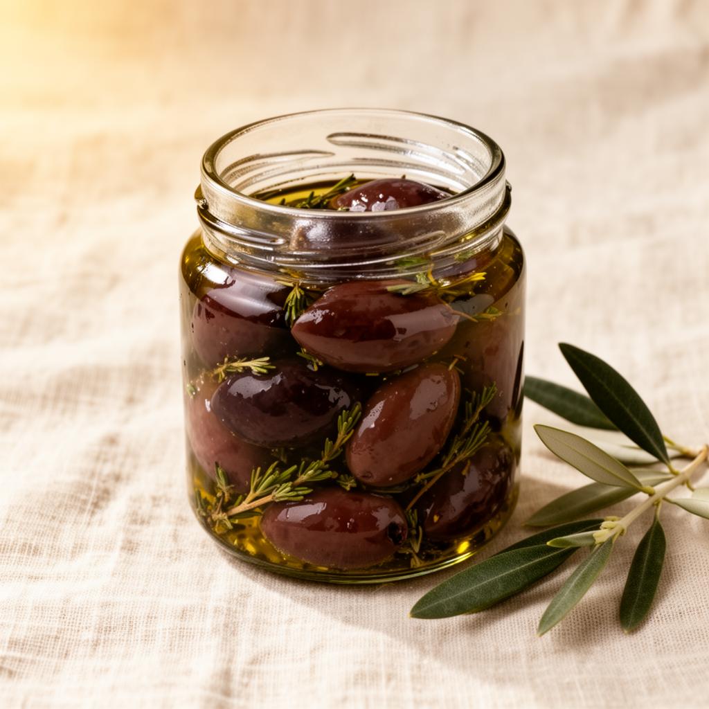 Entsteinte Oliven mit Kräutern